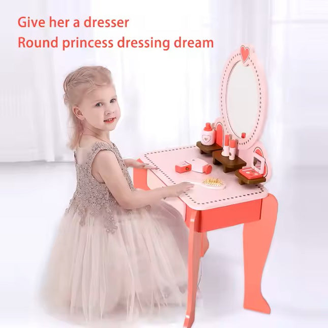 Topi Toys Drveni Roze Stočić sa Ogledalom