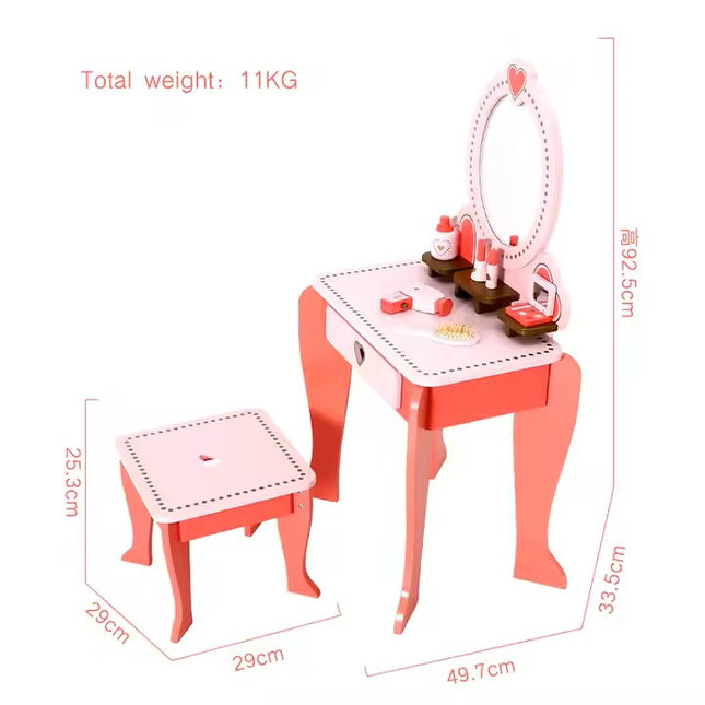 Topi Toys Drveni Roze Stočić sa Ogledalom