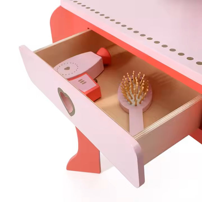 Topi Toys Drveni Roze Stočić sa Ogledalom