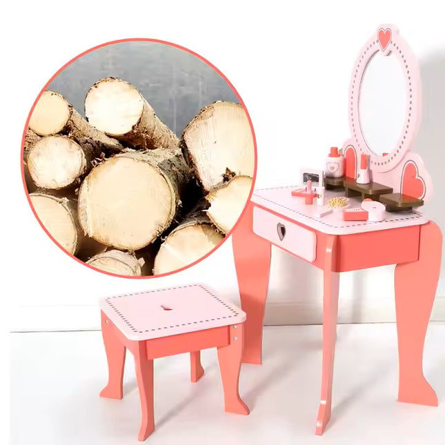 Topi Toys Drveni Roze Stočić sa Ogledalom