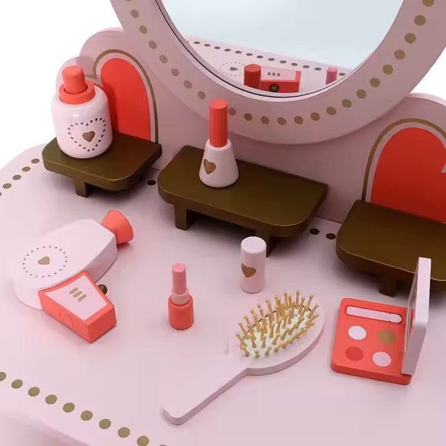 Topi Toys Drveni Roze Stočić sa Ogledalom