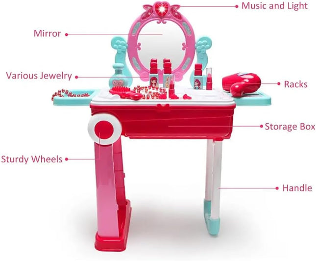Topi Toys Interaktivan sto za šminkanje za devojčice sa koferom sa 21 delom za decu uzrasta 3+