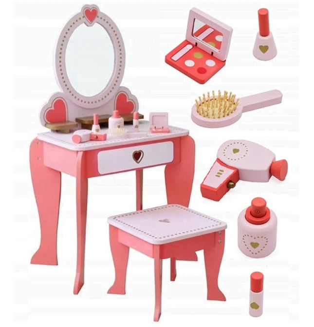 Topi Toys Drveni Roze Stočić sa Ogledalom