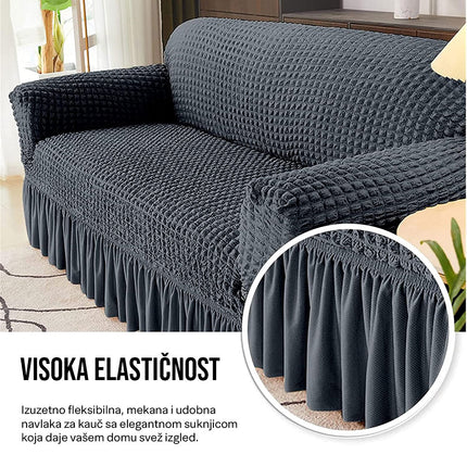 Homemates 1 plus 1 gratis retro pokrivač za dvosede i kauče od 145cm do 185cm - siva