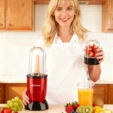 Deaktion električni blender 400W, 2 posude, inox oštrica, zaštita od pregrevanja, crveni