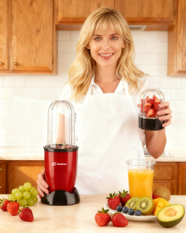 Deaktion električni blender 400W, 2 posude, inox oštrica, zaštita od pregrevanja, crveni